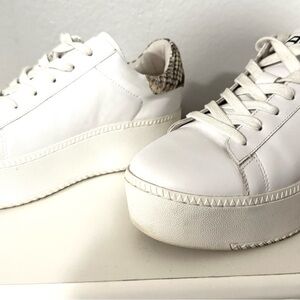 Ash White leather Sneakers with Textured Heel Accent
